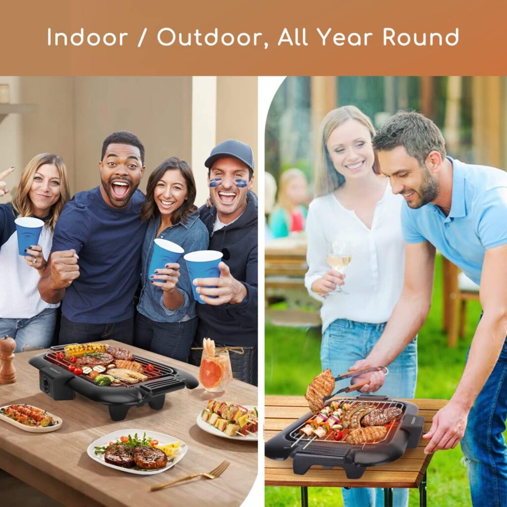 Aigostar Barbacoa electrica portatil, 2000 W, resitencia extraíble carrusel parrillagrillelectrica.com